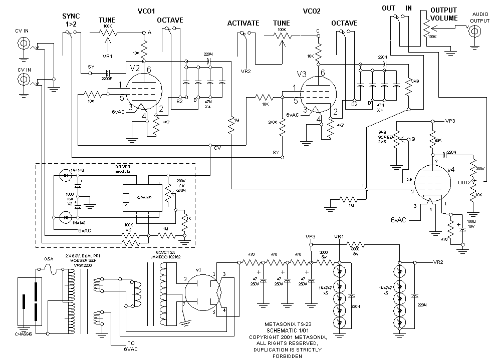 METASONIX TS-23 DUAL THYRATRON VCO schematic